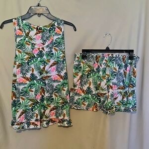 Kensie  floral 2 piece lightweight shortly pajamas set, large